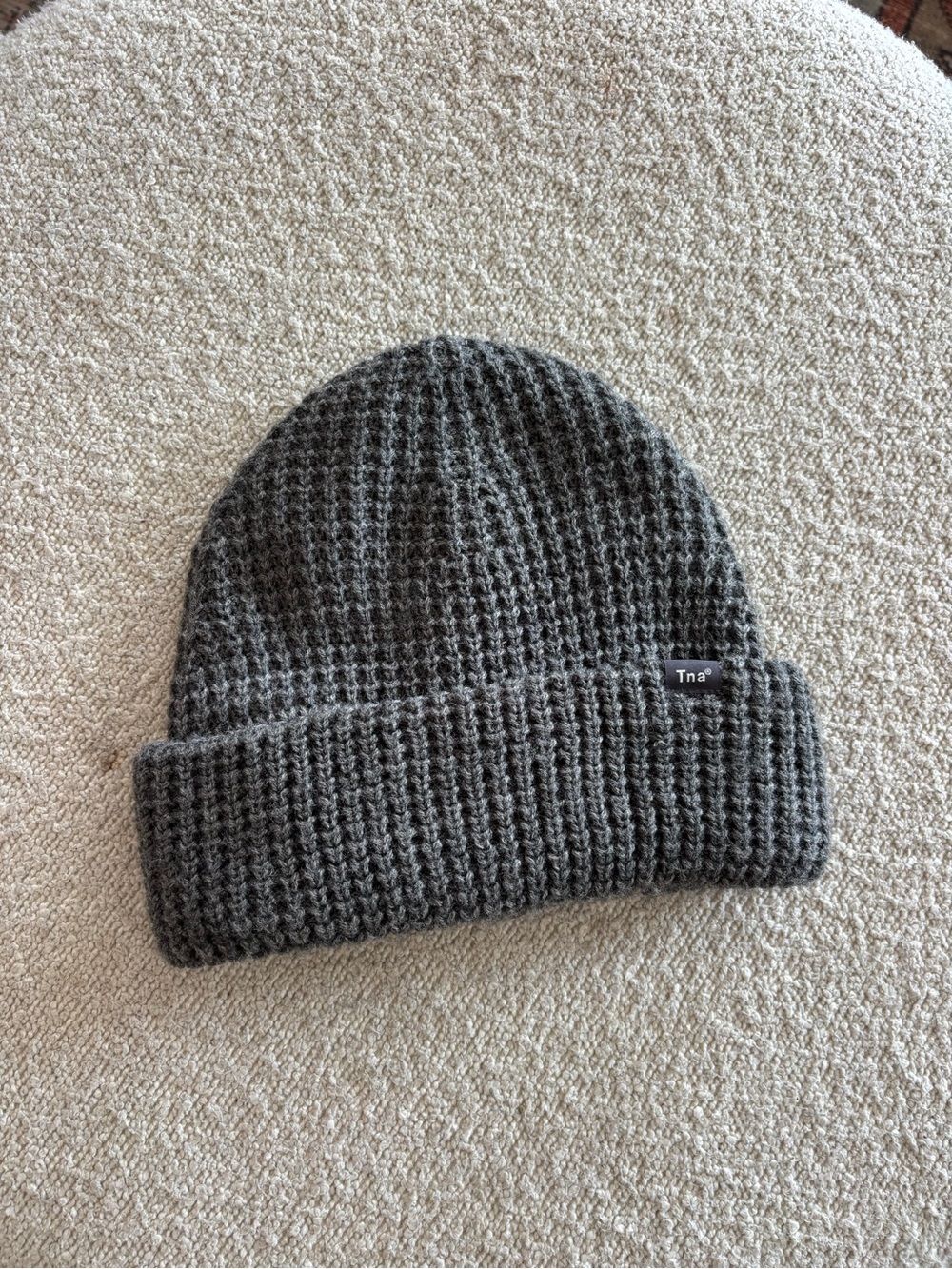 TNA aritzia dark gray waffle-knit beanie